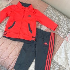 Adidas Neon orange/grey tracksuit